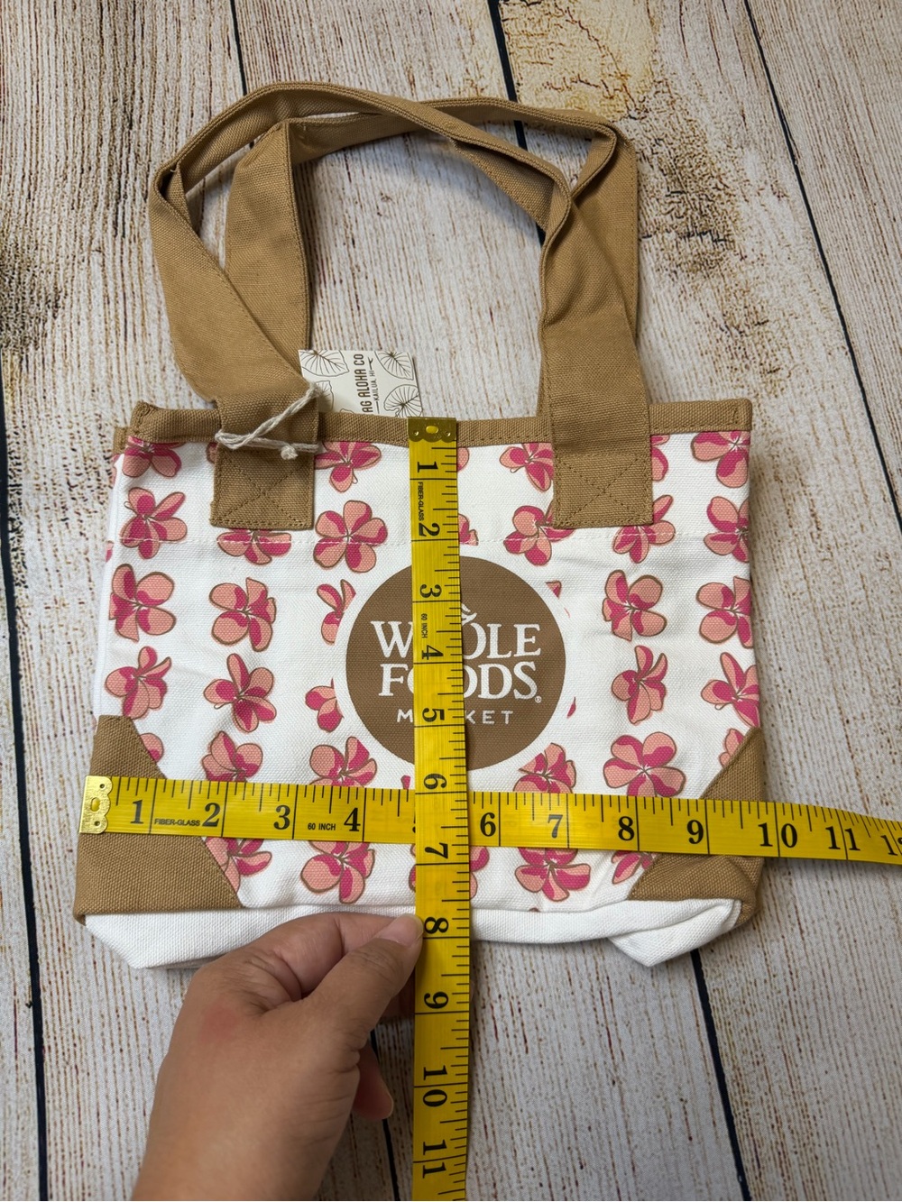 Whole Foods Hawaii Plumeria Flower Tote Mini NWT - Picture 3 of 14
